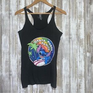 Disney Stitch Ohana Printed Black Tank